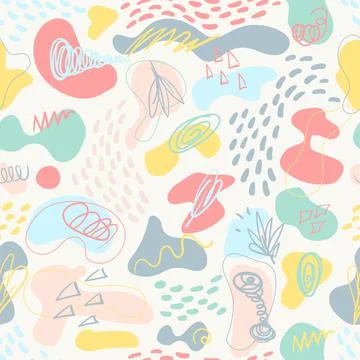 Abstract organic shapes seamless pattern background vector illustration set Stock Illustration