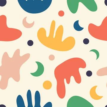 Abstract organic shapes seamless pattern. Contemporary art print, cute doodle Stock Illustration
