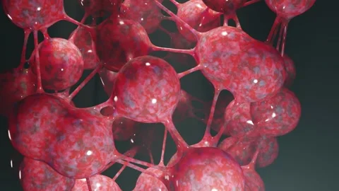 Abstract Organic Structure of Red Moving Spheres, Molecular Bio Technology .. Stock Footage 328650631