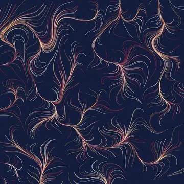 Abstract organic swirls pattern with gradient pink gold on dark navy backgrou Stock Illustration