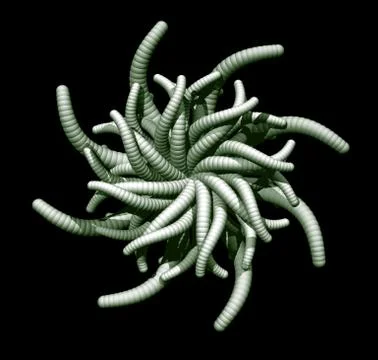 Abstract organic tentacles on black background - 3d illustration Stock Illustration