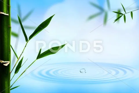 Abstract oriental backgrounds with bamboo and water ripple Stock Photos