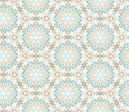 Abstract oriental floral seamless pattern. Arabic flower geometr Stock Illustration