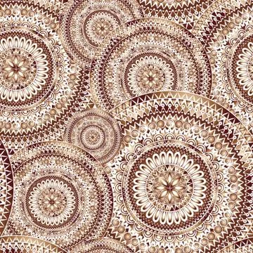 Abstract oriental seamless pattern. Floral circular mosaic ornament. Illustrazione stock