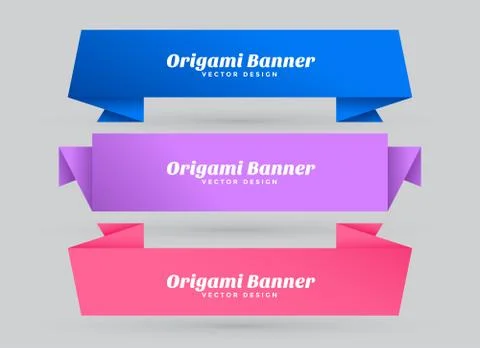 Abstract origami banners set with text space Stock Illustration