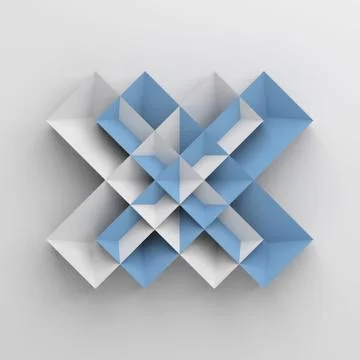 Abstract origami object over white Illustrazione stock