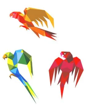 Abstract origami parrots Illustrazione stock