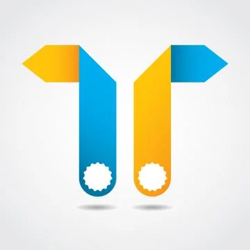 Abstract origami speech bubble - blue-yellow design Stock Illustration