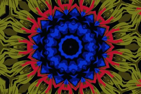 Abstract ornament of fractal hexagonal pattern with star in the middle on Stock Illustration