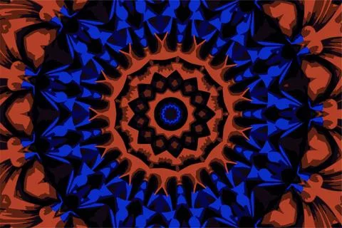 Abstract ornament of fractal hexagonal pattern with star in the middle on Stock Illustration