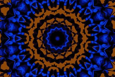 Abstract ornament of fractal hexagonal pattern with star in the middle on Stock Illustration