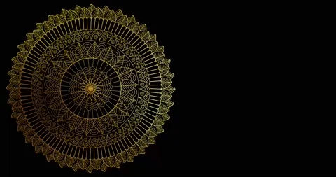 Abstract ornamental digital hand drawn gold color mandala footage. Floral vin Stock Footage 168930465