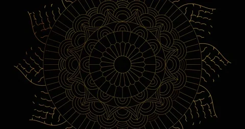 Abstract ornamental digital hand drawn gold color mandala footage. Stock Footage 168930474