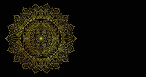 Abstract ornamental digital hand drawn gold color mandala footage. Floral vin Stock Footage 168930683