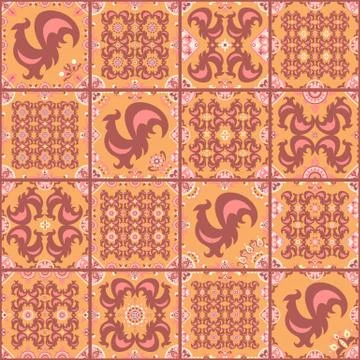 Abstract ornamental patch seamless pattern. Stock Illustration