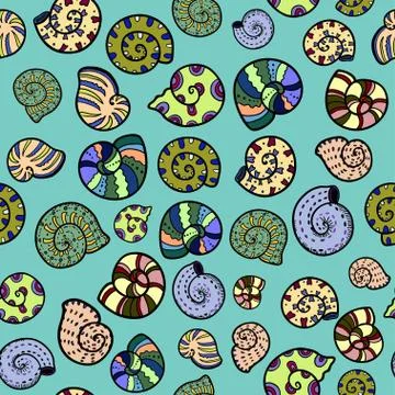 Abstract ornamental pattern with snails. Illustrazione stock