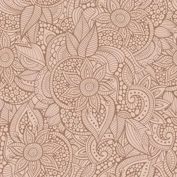 Abstract ornamental seamless pattern. Vintage Mocha Mousse background. Ilustración de archivo