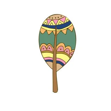 Abstract ornamental tree with patterns on the foliage. Simple hand-drawn icon Stock Illustration