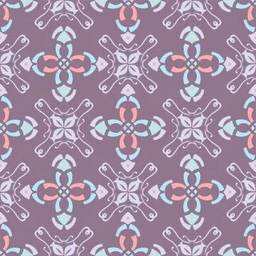 Abstract Ornate Art Vector Repeatable Seamless Pattern In Purple And Blue Stock Illustration