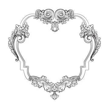 Abstract ornate baroque engraved frame vector illustration Stockillustratie