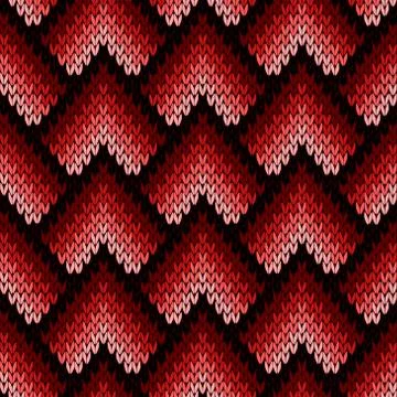 Abstract ornate knitting seamless pattern in red hues 库存插图