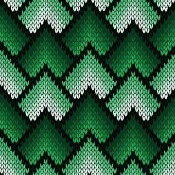 Abstract ornate knitting seamless pattern in green hues Illustrazione stock
