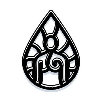 Abstract ornate teardrop shape with human figure Stockillustratie