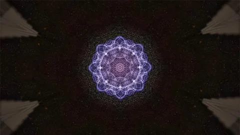 Abstract ound waves coming from polygonal blue pattern on black background. 스톡 일러스트