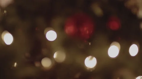 Abstract Out Of Focus Christmas Tree With White Lights and a Red Shpere Stock Footage 172265022