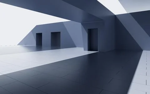 Abstract outdoor architecture, 3d rendering. Ilustración de archivo