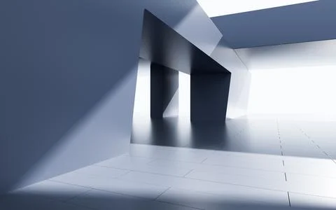 Abstract outdoor architecture, 3d rendering. Ilustración de archivo