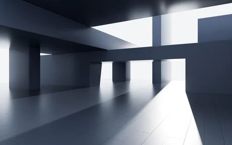 Abstract outdoor architecture, 3d rendering. Ilustración de archivo