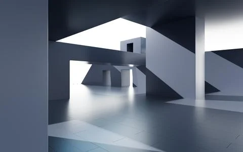 Abstract outdoor architecture, 3d rendering. Stock Illustration