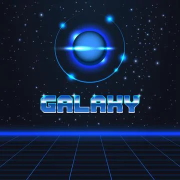 Abstract outer space system and headline text galaxy Illustrazione stock