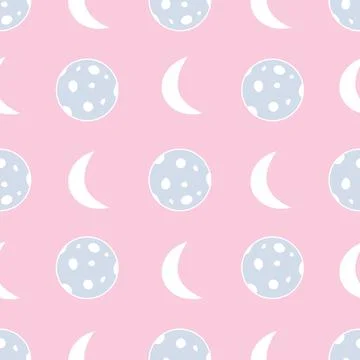 Abstract Outer space vector seamless pattern on pink Stock Illustration