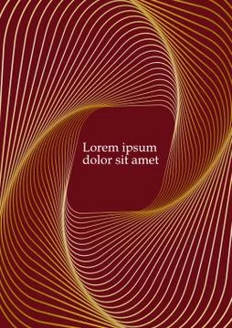 Abstract outline background in dark red, deformed square shape rotating on dark Illustrazione stock