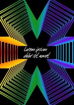 Abstract outline background, rainbow colored star shape on black area, place for Stock Illustration