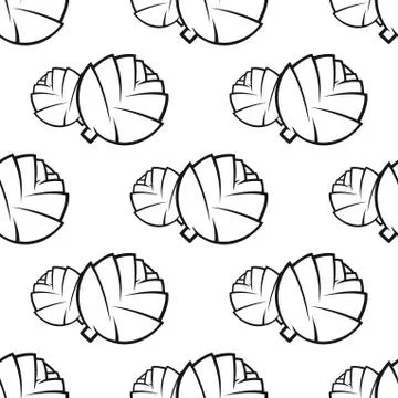 Abstract outline cabbage vegetable seamless pattern Stock Illustration