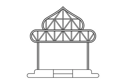 Abstract outline drawing, space frame structure of warehouse dome shape vecto Stock Illustration