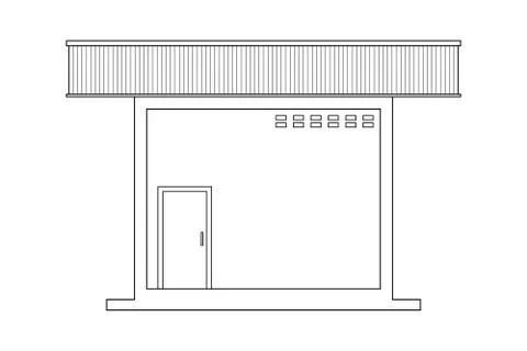 Abstract outline drawing, space frame structure of storehouse vector illustra Stock Illustration