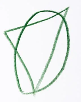 Abstract outline of a geometric shape drawn with a black pencil on a white .. Stock Illustration