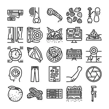 Abstract outline icons representing various objects and concepts Stock Illustration