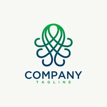 Abstract outline Octopus vector logo design template Stock Illustration