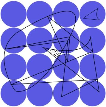 Abstract outline shapes composition on a blue circles background Stock Illustration