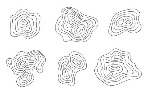 Abstract outline topographic contour map set. Landscape geodesy topography .. Illustrazione stock