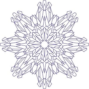 Abstract outline of vector snowflake in blue tones for coloring or coloring b 스톡 일러스트