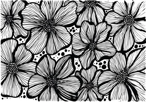 Abstract outlined leaves and branches pattern. Hand drawn black brush paint.. Stock Illustration