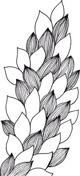 Abstract outlined leaves and branches pattern. Hand drawn black brush paint.. Stock Illustration