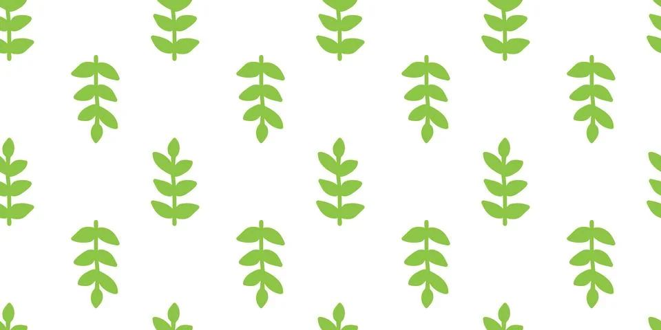 Abstract outlined Leaves Seamless Pattern. Hand drawn green brush painted p.. Stock Illustration