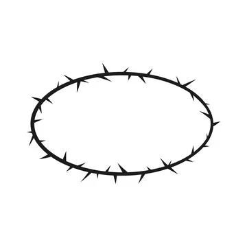 Abstract oval black frame made of blackthorn or grapevine branch with thorns. Stock Illustration